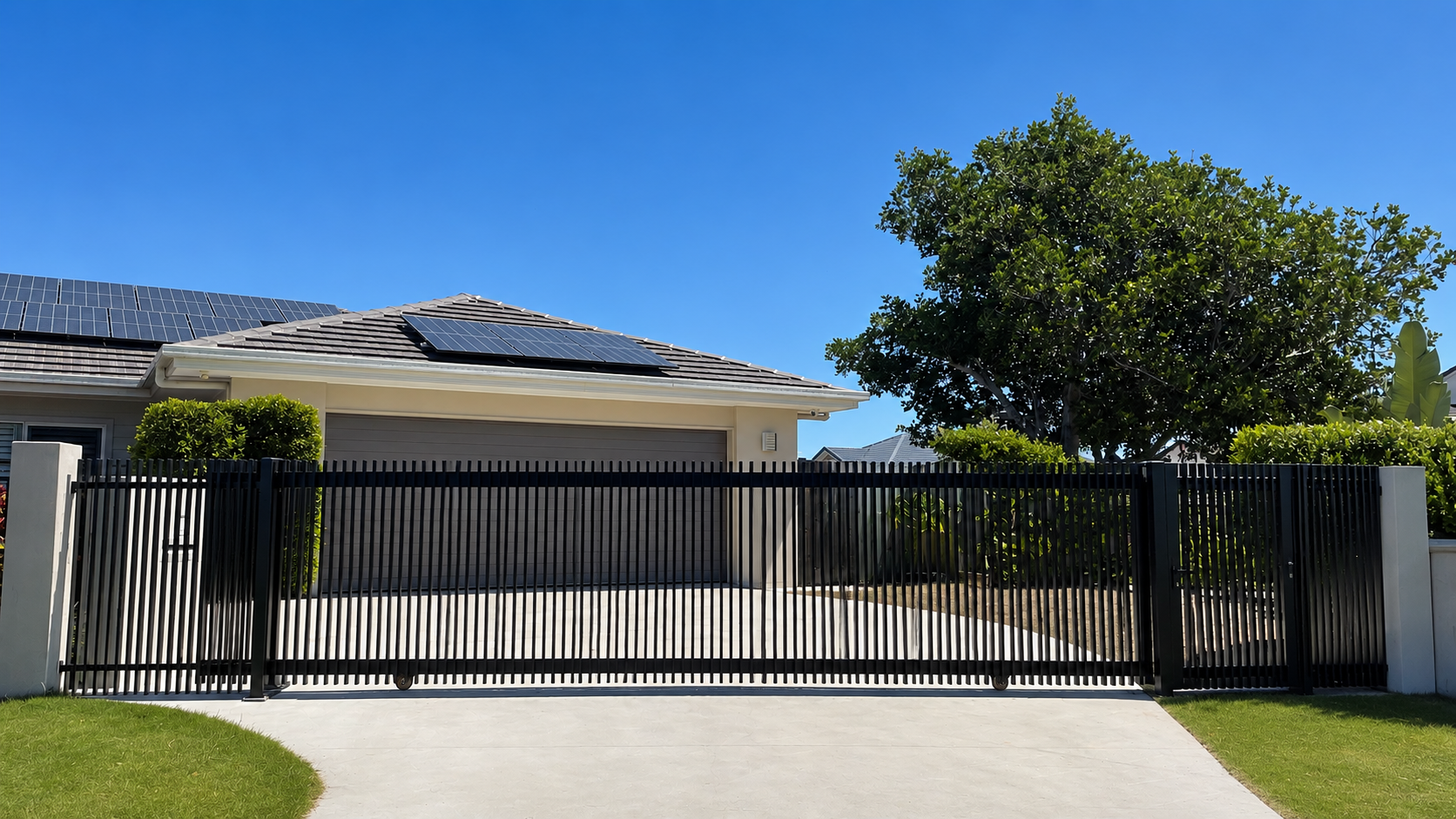 modern style vertical blade style pedestrian gate