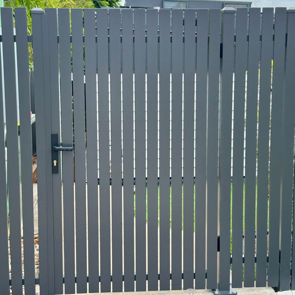 Monument color DIY vertical picket pedestrian gate