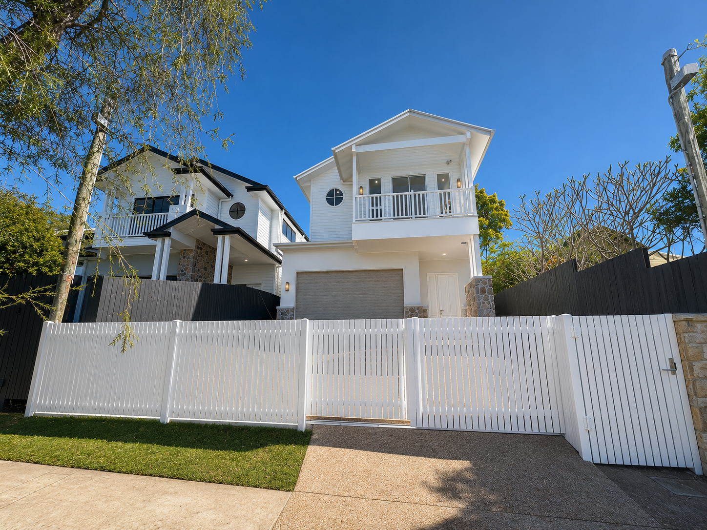 modern style DIY vertical picket pedestrain gate