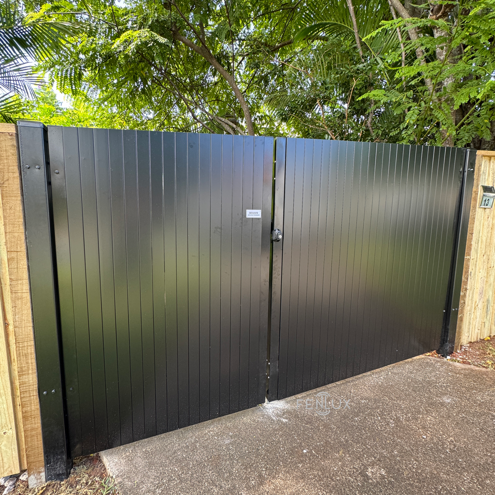 double swing gate picket design residential entrance