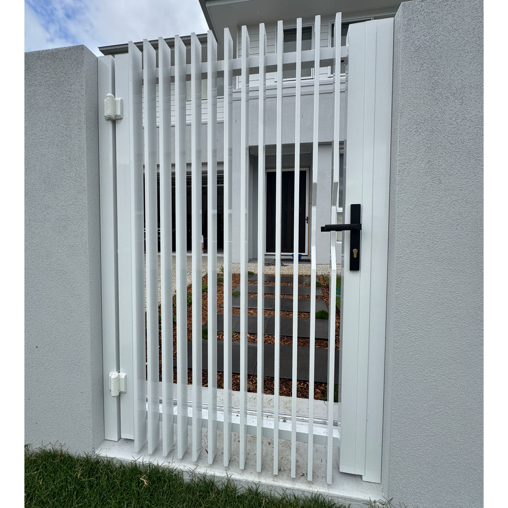 Welded Aluminum Blade Style Pedestrian Gate with Lock