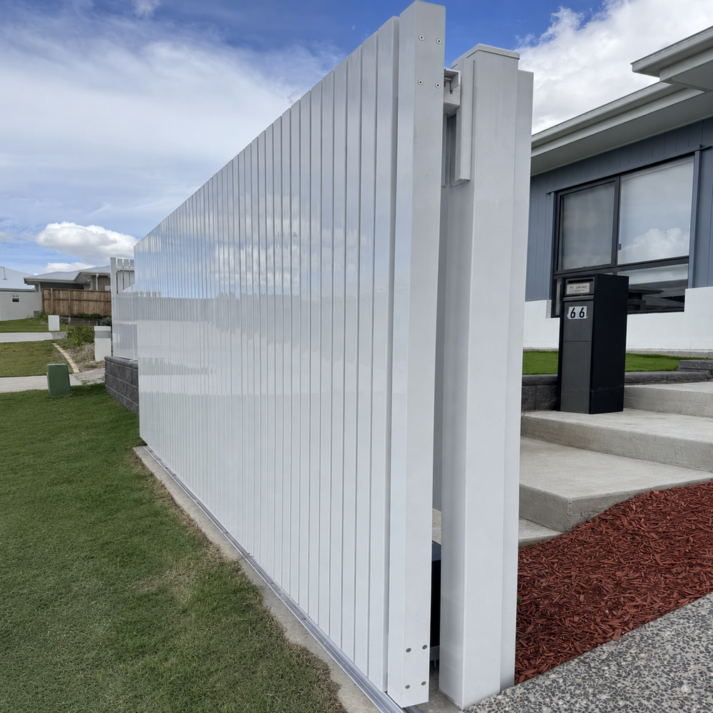 vertical pickets sliding gate with post