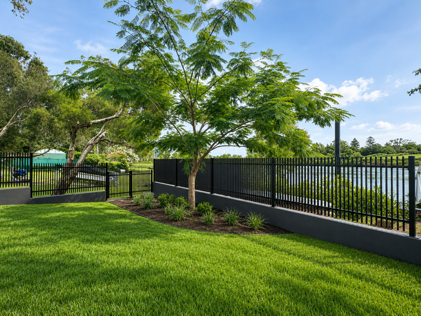 vertical blade style pedestrian gate for open view