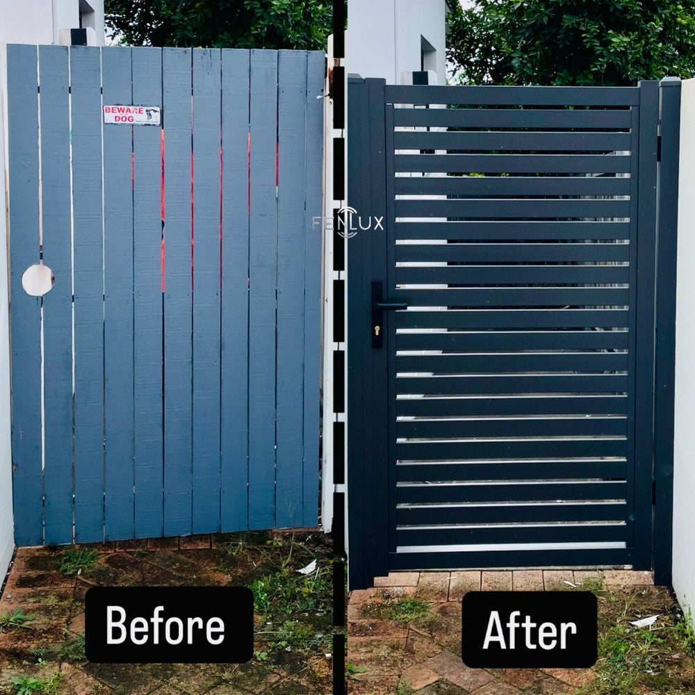 DIY horizontal slats pedestrian gate 