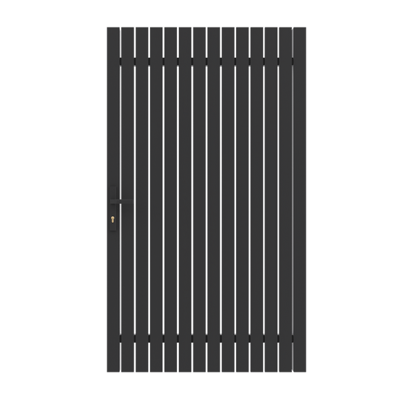 DIY Aluminum Pickets Pedestrian Gate with Lock - Black Left Hand